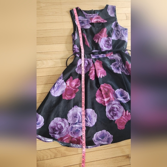 Gaby Skye Sz12 Sleeveless Fit Flare Floral Dress, Bow Belt Party Wedding Coktail - Picture 9 of 10